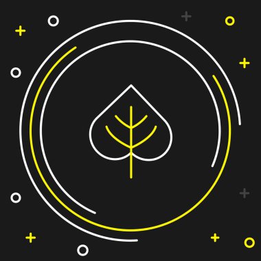 Çizgi Yaprak simgesi siyah arkaplanda izole edildi. İşaret bırakıyor. Taze doğal ürün sembolü. Renkli taslak konsepti. Vektör