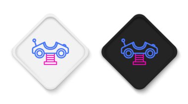 Oyun alanı simgesindeki çizgi salıncak arabası beyaz arkaplanda izole edildi. Çocuklardan oluşan atlı karınca. Eğlence ikonu. Renkli taslak konsepti. Vektör