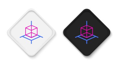 Satır 3d modelleme simgesi beyaz arkaplanda izole edildi. Artırılmış gerçeklik mi yoksa sanal gerçeklik mi? Renkli taslak konsepti. Vektör