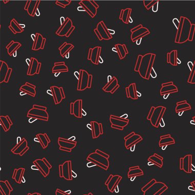 Çizgi cadısı kazan simgesi siyah arkaplanda izole edilmiş. Mutlu Cadılar Bayramı Partisi. Vektör