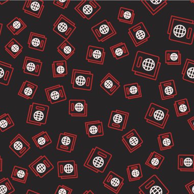 Biyometrik veri simgesine sahip çizgi pasaportu siyah arkaplanda izole edilmiş. Kimlik Belgesi. Vektör