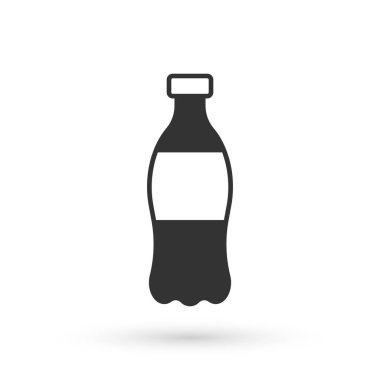 Beyaz arka planda izole edilmiş gri su ikonu şişesi. Soda su içme tabelası. Vektör