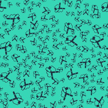 Siyah Sapan simgesi yeşil arka planda kusursuz desen izole etti. Vektör