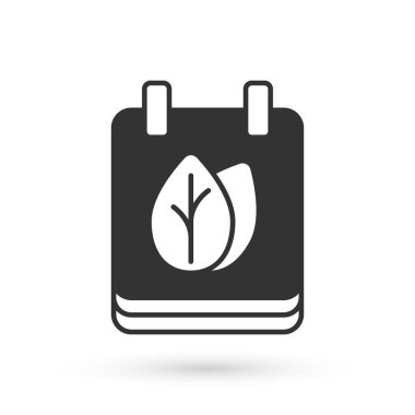 Gri Takvim, sonbahar yaprakları simgesini beyaz arkaplanda izole etti. Vektör