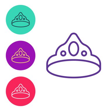 King Crown simgesini beyaz arkaplanda izole et. Simgeleri renklendirin. Vektör