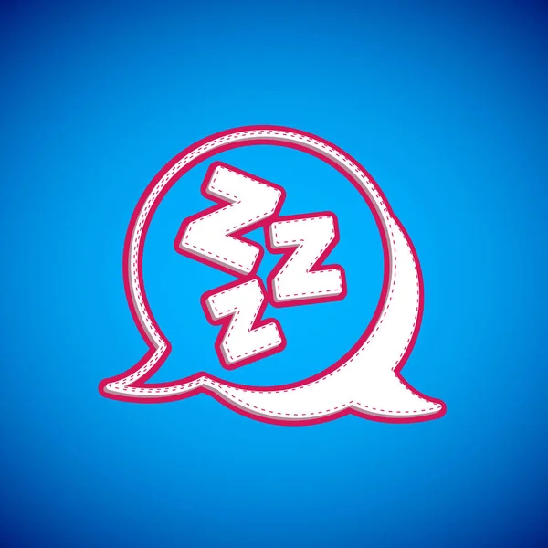 White Sleepy Ikona Izolované Modrém Pozadí Ospalá Zzzz Mluvící Bublina — Stockový vektor