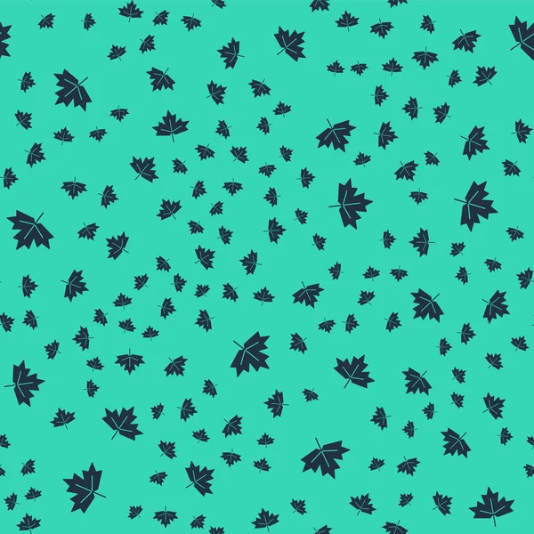 Das Schwarze Kanadische Ahornblatt Symbol Isoliert Nahtlose Muster Auf Grünem — Stockvektor