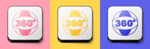 Izometrikus 360 Fokos Nézet Ikon Elszigetelt Rózsaszín Sárga Kék Háttér — Stock Vector