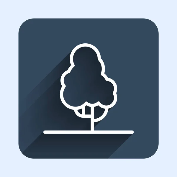 Línea Blanca Icono Árbol Frutal Aislado Con Fondo Sombra Largo — Vector de stock