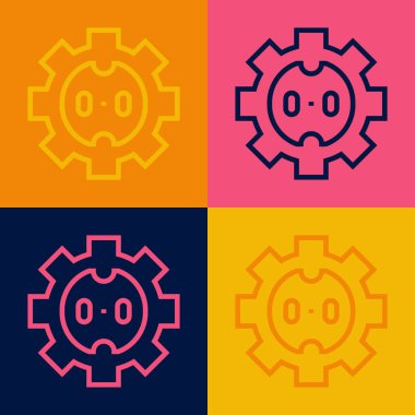 Pop Art Line Electrical outlet simgesi renk arkaplanında izole edildi. Elektrik prizi. Rosette sembolü. Vektör