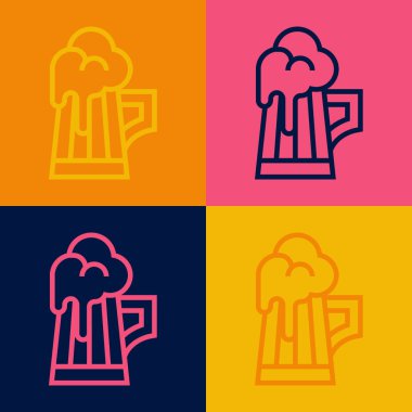 Popüler sanat eseri ahşap bira bardağı ikonu renk arkaplanında izole edilmiş. Vektör