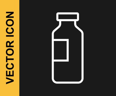 Siyah arka planda izole edilmiş beyaz çizgi üzerindeki su ikonu. Soda su içme tabelası. Vektör