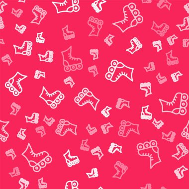 Beyaz çizgili paten ikonu kırmızı zeminde izole edilmiş pürüzsüz desen. Vektör