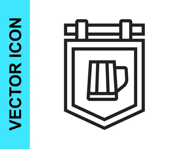 Letrero Calle Línea Negra Con Icono Vaso Cerveza Aislado Sobre — Vector de stock