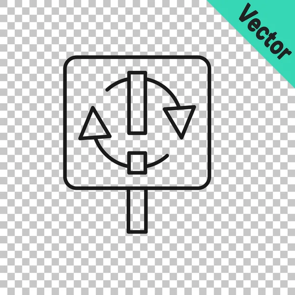 Черная Линия Переработать Символ Значок Изолирован Прозрачном Фоне Круглая Иконка — стоковый вектор
