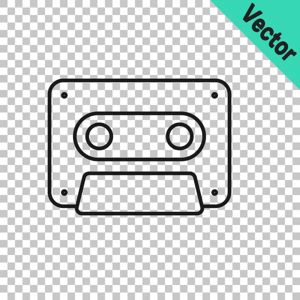 Línea Negra Icono Cinta Casete Audio Retro Aislado Sobre Fondo — Vector de stock