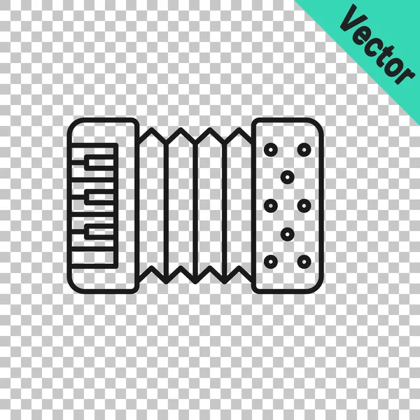 Schwarze Linie Musikinstrument Akkordeon Symbol Isoliert Auf Transparentem Hintergrund Klassisches — Stockvektor