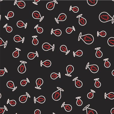 Çizgi Noel ağacı simgesi siyah arka planda izole edilmiş kusursuz desen. Mutlu Noeller ve mutlu yıllar. Vektör