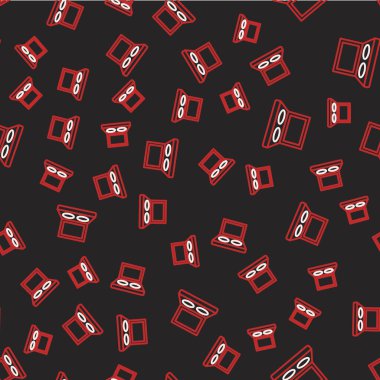 Çizgi Göz Gölgesi Paleti, fırça simgesiyle siyah arka planda izole edilmiş kusursuz desen. Vektör