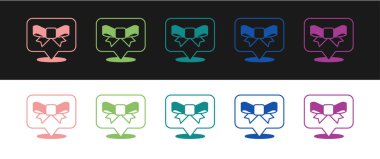 Hediye yay simgesini siyah beyaz arkaplanda izole et. Vektör