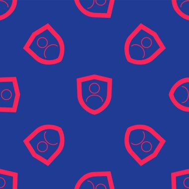 Kırmızı Hayat Sigortası ve kalkan ikonu mavi arka planda izole edilmiş pürüzsüz desen. Güvenlik, güvenlik, koruma, konsept koruma. Vektör