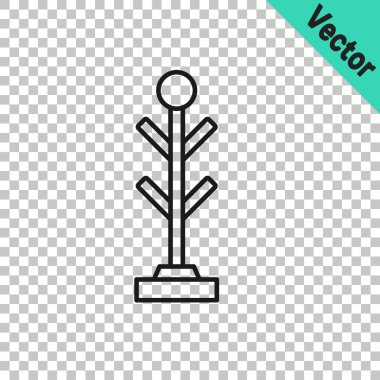 Siyah çizgi kürk standı simgesi şeffaf arkaplanda izole edildi. Vektör