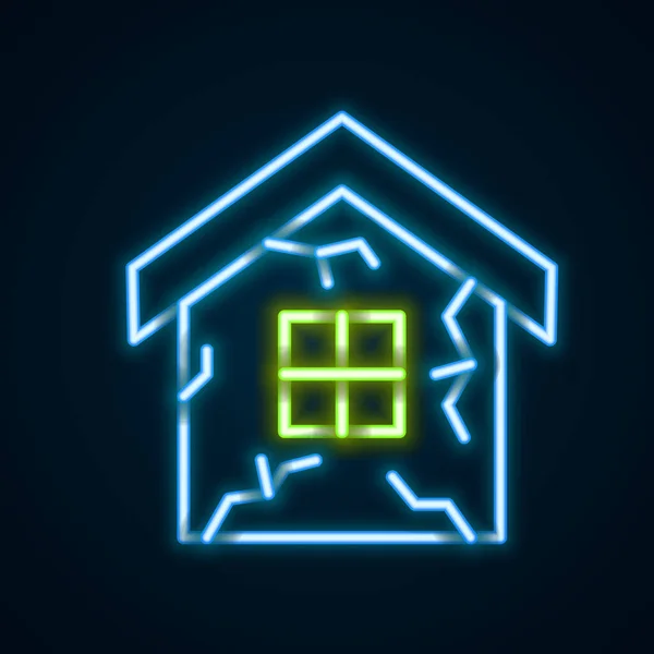 发光的霓虹灯线条房子图标孤立在黑色背景 保险概念 保护概念 五彩缤纷的概念 — 图库矢量图片