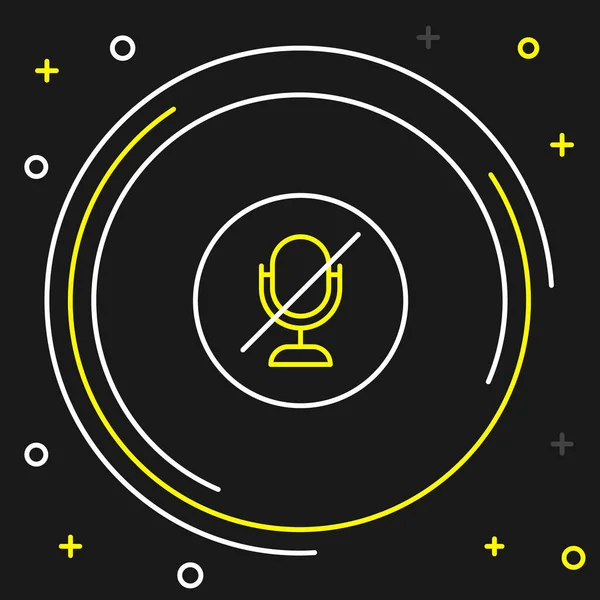 Ligne Icône Microphone Mute Isolé Sur Fond Noir Microphone Audio — Image vectorielle