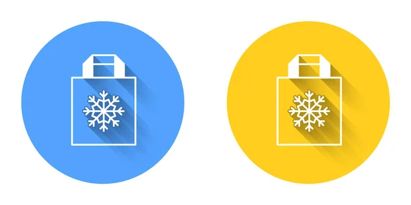 Saco Compras Papel Natal Branco Com Ícone Floco Neve Isolado — Vetor de Stock