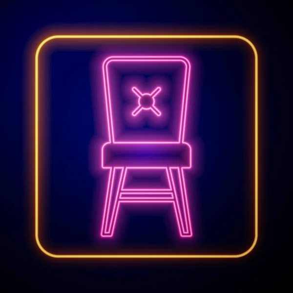 stock vector Glowing neon Chair icon isolated on black background.  Vector