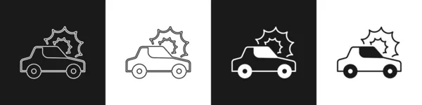 Set Icône Assurance Auto Isolé Sur Fond Noir Blanc Concept — Image vectorielle