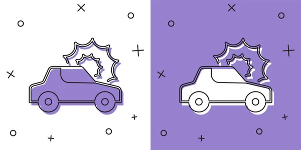 Establecer Icono Seguro Coche Aislado Sobre Fondo Blanco Púrpura Concepto — Archivo Imágenes Vectoriales