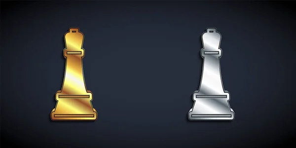 Золото Серебро Шахматы Иконка Изолированы Черном Фоне Бизнес Стратегия Игра — стоковый вектор