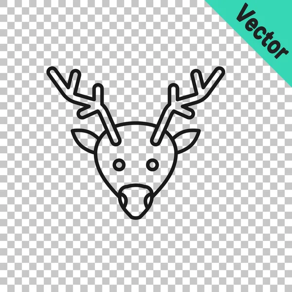 Schwarze Linie Rentier Symbol Isoliert Auf Transparentem Hintergrund Frohe Weihnachten — Stockvektor