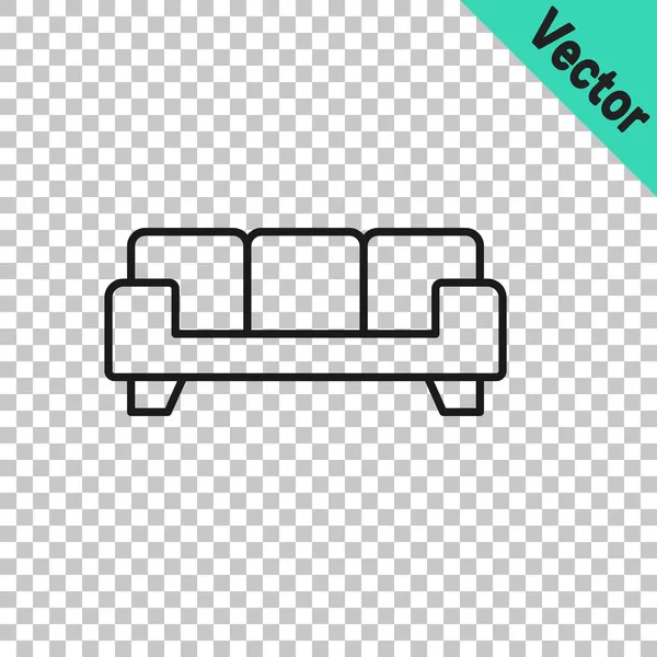 Schwarze Linie Sofa Symbol Isoliert Auf Transparentem Hintergrund Vektor — Stockvektor