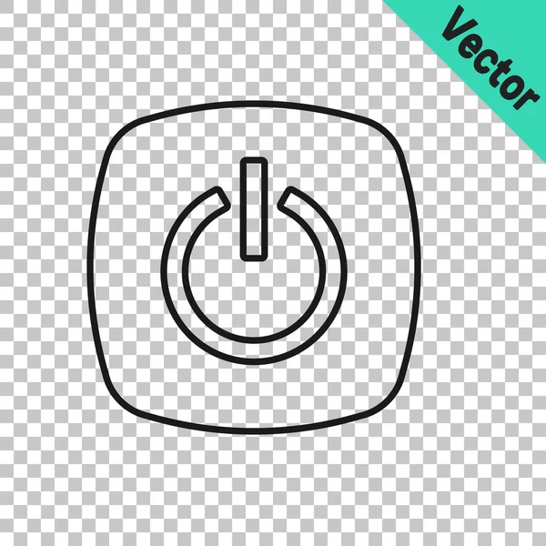 Schwarze Linie Power Taste Symbol Isoliert Auf Transparentem Hintergrund Startschild — Stockvektor
