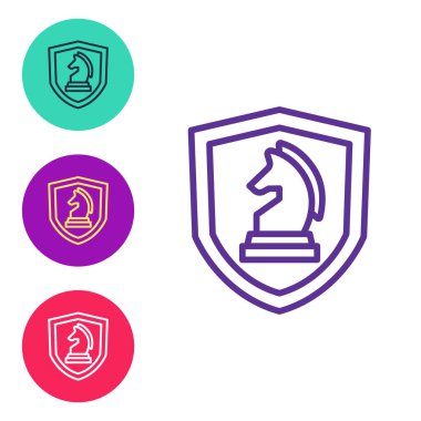 Satranç simgesini beyaz arkaplanda izole et. İş stratejisi. Oyun, yönetim, finans. Simgeleri renklendirin. Vektör