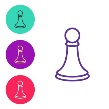 Satranç çizgisi piyon simgesi beyaz arkaplanda izole edildi. Simgeleri renklendirin. Vektör