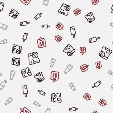 İnternetten yemek, dondurma, sos şişesi, kafe ve restoran siparişi veriliyor. Vektör