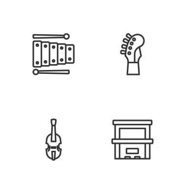 Piyano, Keman, Ksilofon ve Gitar boyun ikonu. Vektör
