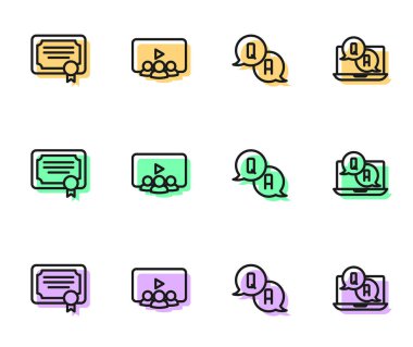 Satır Sorgu ve Yanıt, Sertifika şablonu, Çevrimiçi sınıf ve simge ayarlayın. Vektör