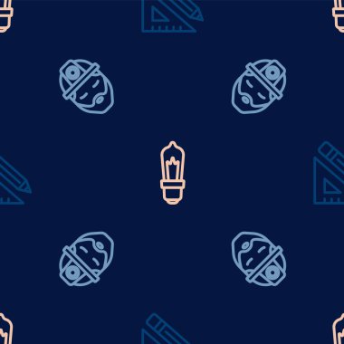 Çizgiyi üçgen cetvel ve kalemi, İnşa ve Ampulü pürüzsüz desene ayarlayın. Vektör