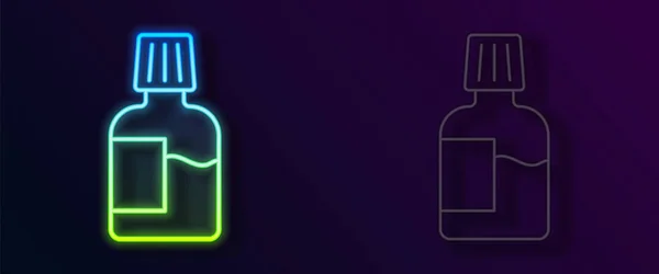 Leuchtende Neon Linie Mundspülung Plastikflasche Symbol Isoliert Auf Schwarzem Hintergrund — Stockvektor