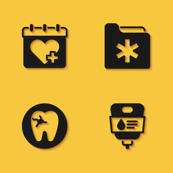 Set Doctor Appointment Bag Tooth Caries Medical Health Record Folder Stock Vector