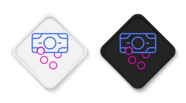 Line Stacks kağıt para para ikonu beyaz arka planda izole. Para desteleri. Para birimi. Renkli taslak konsepti. Vektör