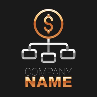 Finans hiyerarşisinin üzerindeki çizgi dolar siyah arka planda izole edilmiş. Renkli taslak konsepti. Vektör