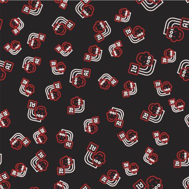 Çizgili İnsansı robot simgesi siyah arkaplanda kusursuz desen izole etti. Yapay zeka, makine öğrenme, bulut hesaplama. Vektör