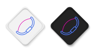 Beyaz arka planda izole edilmiş çizgi ortaçağ yay simgesi. Ortaçağ silahı. Renkli taslak konsepti. Vektör