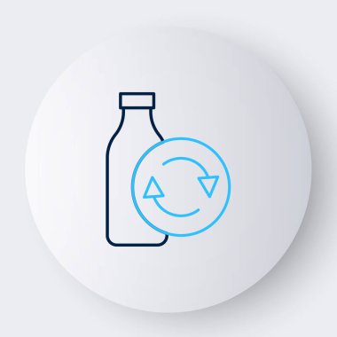 Beyaz arka planda izole edilmiş plastik şişe simgesi çizgisi geri dönüşümü. Renkli taslak konsepti. Vektör
