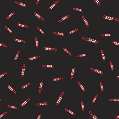 Satır Flütü simgesi siyah arkaplanda kusursuz desen izole etti. Müzik aleti. Vektör